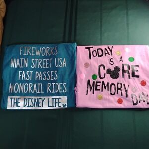 2 WALT DISNEY WORLD Main Street USA Women's Tee Shirts Tops Size XL Set Of 2